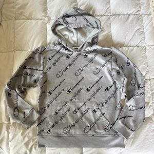 Champion youth boys size 14-16 Gray Script Hoodie